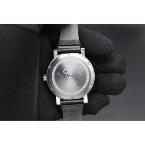 Hugo Boss Mens 42mm Watch Black Dial Leather Strap Stainless Steel